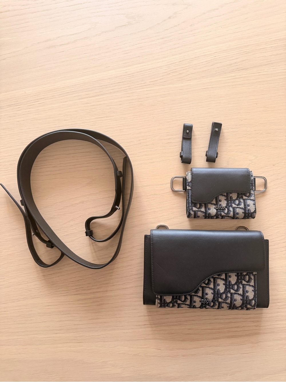 Dior Elite Oblique Jacquard Leather Detachable Shoulder Crossbody Bag in Blue - Picture 9 of 11